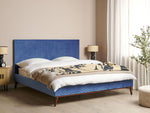 Bett mit Lattenrost Samtstoff BAYONNE 180 x 200 cm Blau