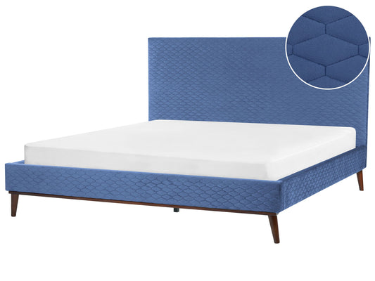 Bett mit Lattenrost Samtstoff BAYONNE 180 x 200 cm Blau