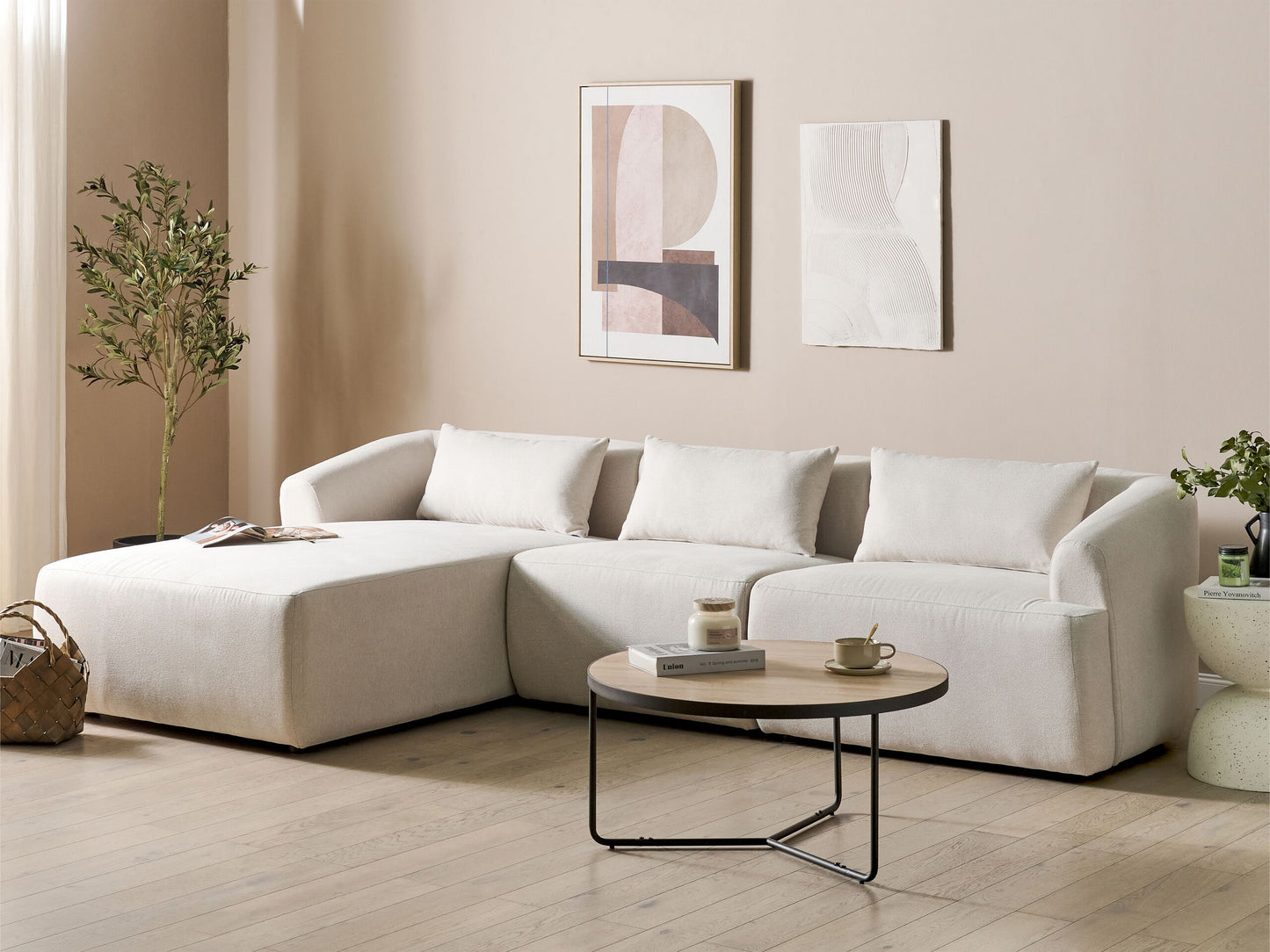3-Sitzer Ecksofa hellbeige rechtsseitig SVANSELE