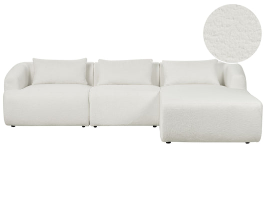 3-Sitzer Ecksofa Bouclé cremeweiss linksseitig SVANSELE