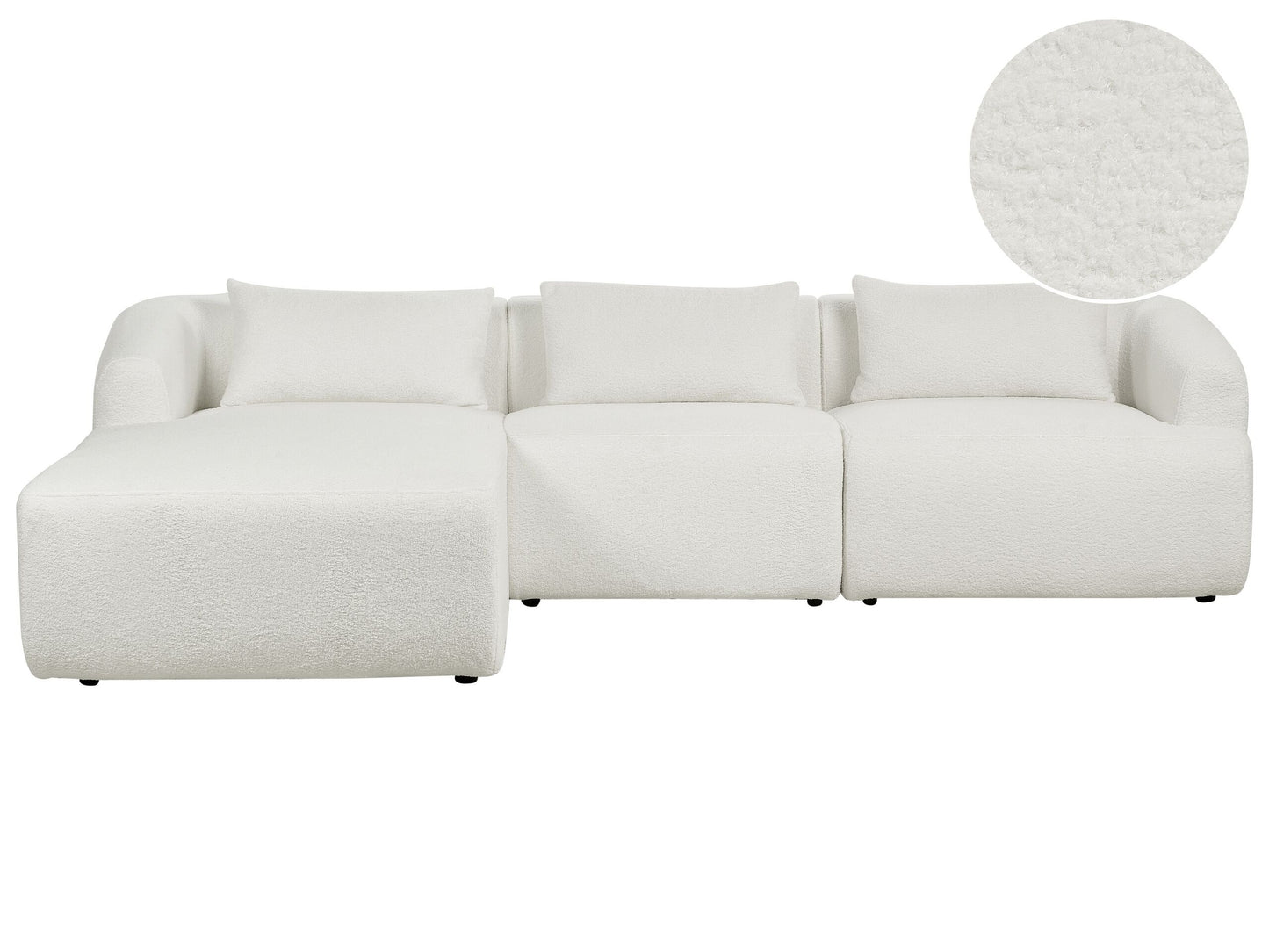 3-Sitzer Ecksofa Bouclé cremeweiss rechtsseitig SVANSELE