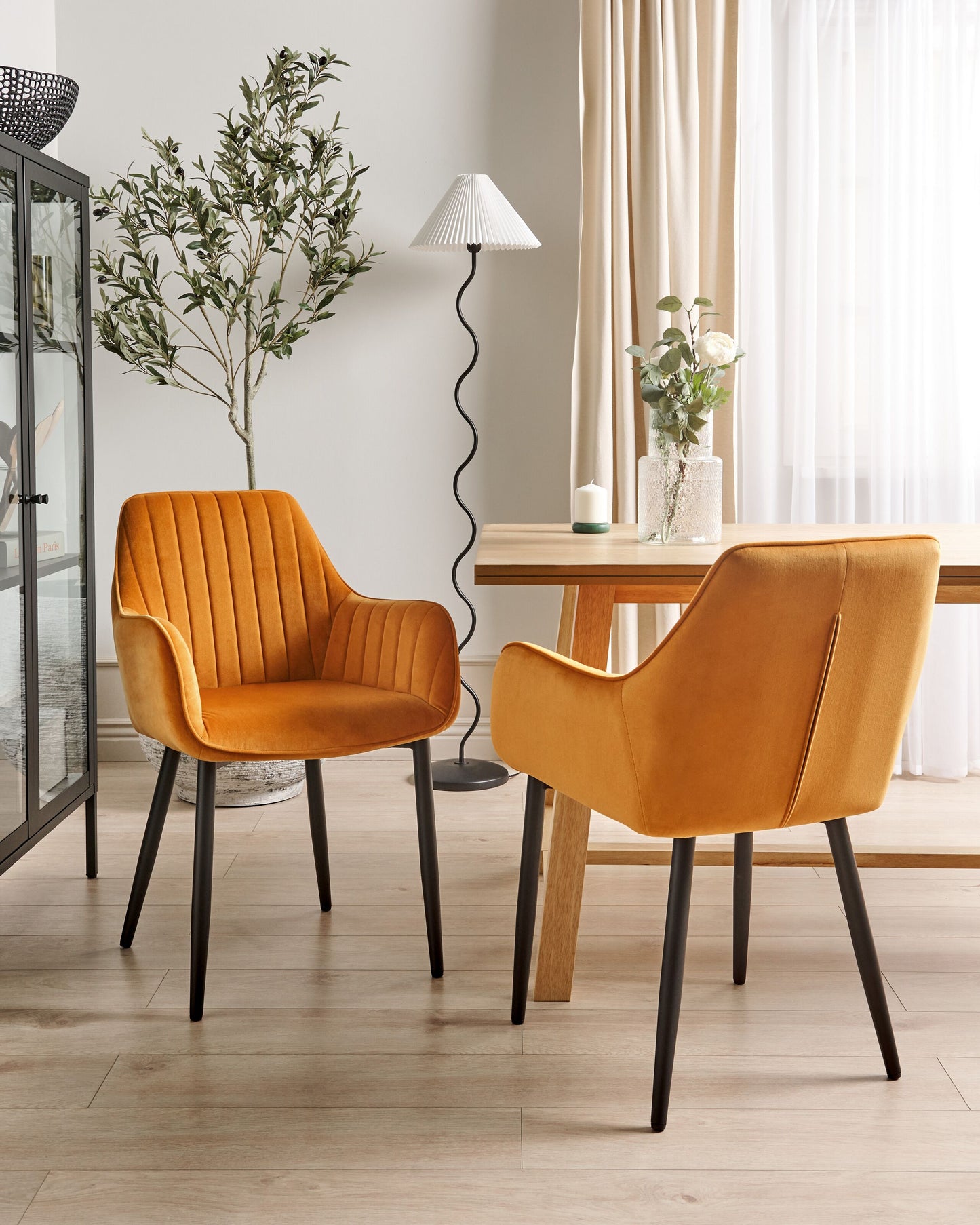 Esszimmerstuhl 2er Set WELLSTON Samtstoff Orange