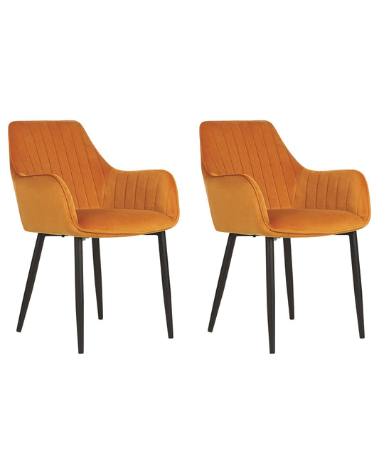 Esszimmerstuhl 2er Set WELLSTON Samtstoff Orange