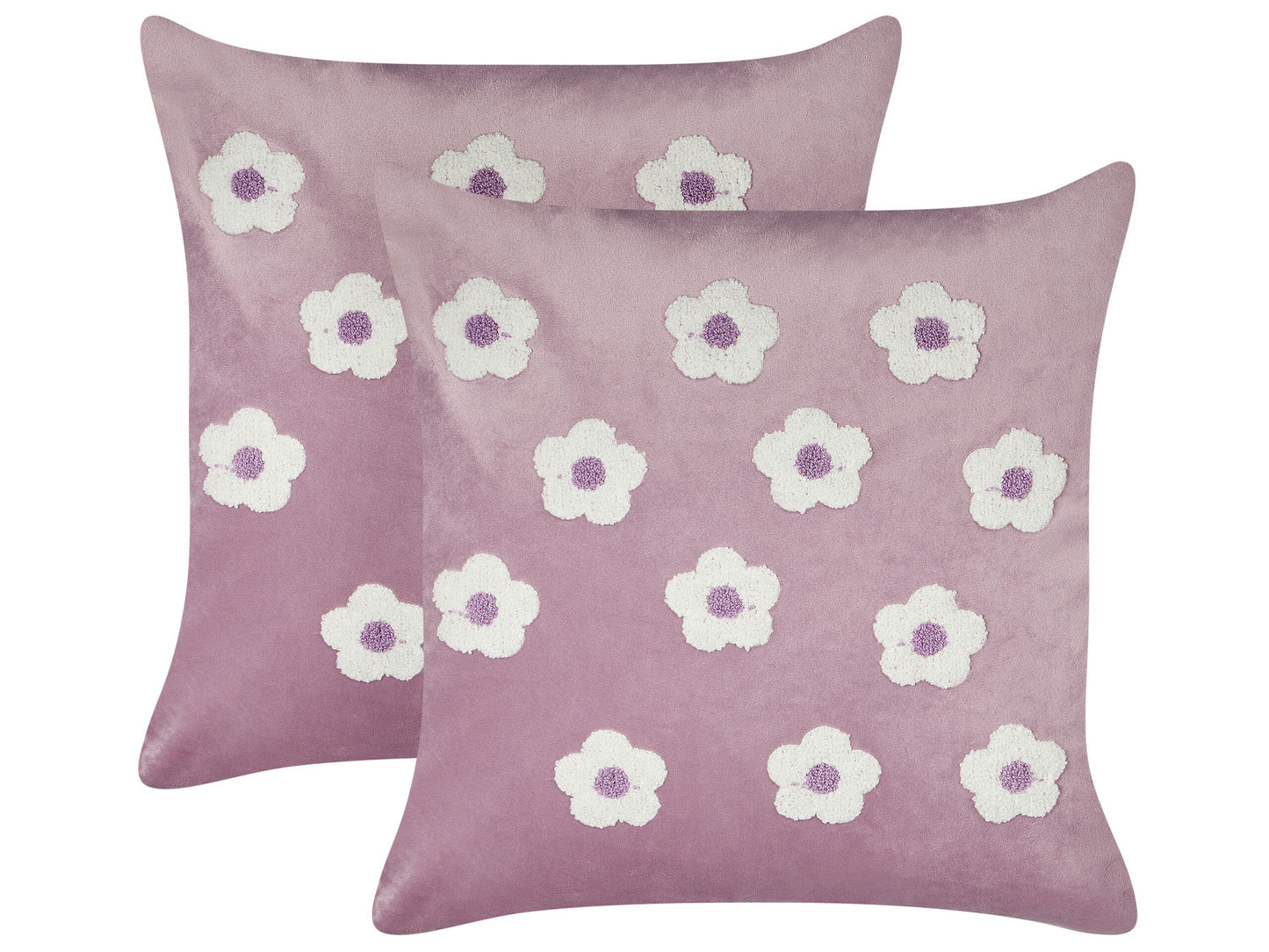 Dekokissen Blumenmuster Samtstoff violett bestickt 45 x 45 cm 2er Set ECHINACEA 