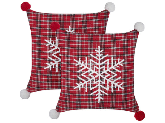 Dekokissen 2er Set LONICERA 45 x 45 cm Rot Weihnachtsmotiv