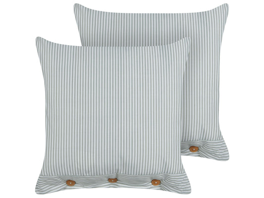 Dekokissen 2er Set SEBRINE 45 x 45 cm Mintgrün Streifenmuster