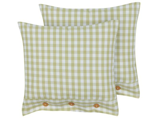 Dekokissen 2er Set TALYA 45 x 45 cm Olivgrün Kariertes Muster