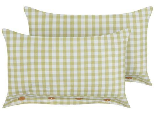 Dekokissen 2er Set TALYA 40 x 60 cm Olivgrün Kariertes Muster