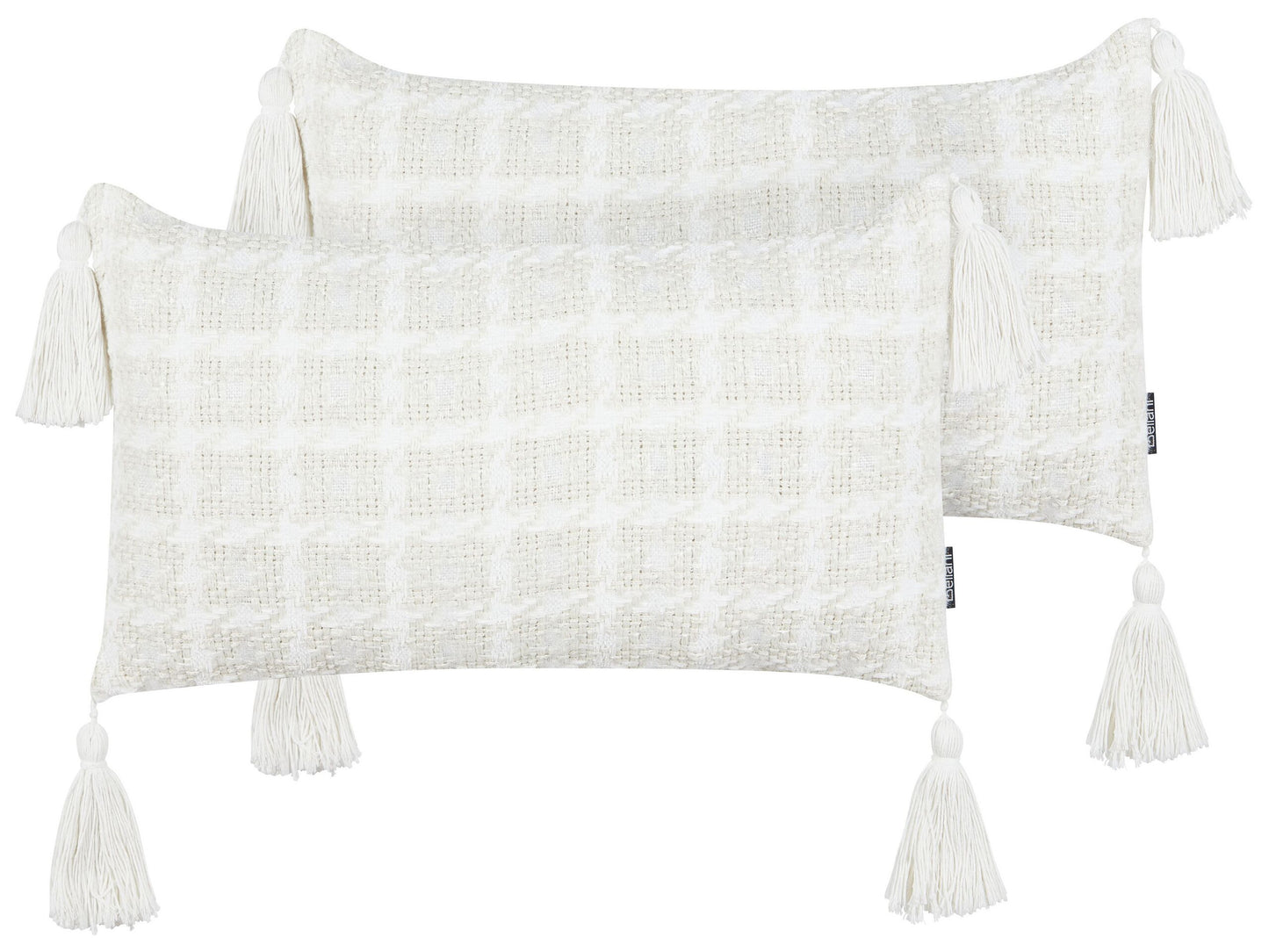 Dekokissen 2er Set DOURIS 30 x 60 cm Hellbeige Kariertes Muster
