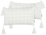 Dekokissen 2er Set DOURIS 30 x 60 cm Hellbeige Kariertes Muster