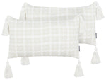 Dekokissen 2er Set DOURIS 30 x 60 cm Hellbeige Kariertes Muster