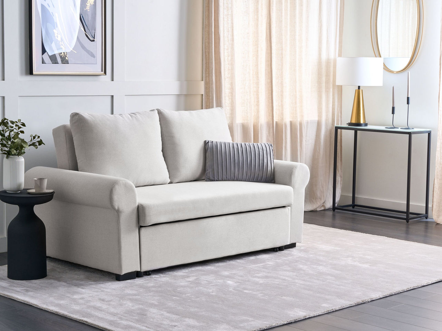 2-Sitzer Schlafsofa Leinenoptik hellbeige SILDA