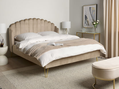 Bett mit Lattenrost Samtstoff AMBILLOU 160 x 200 cm Taupe