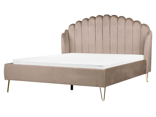 Bett mit Lattenrost Samtstoff AMBILLOU 160 x 200 cm Taupe