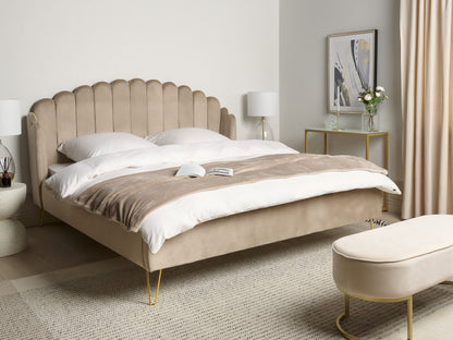 Bett mit Lattenrost Samtstoff AMBILLOU 180 x 200 cm Taupe