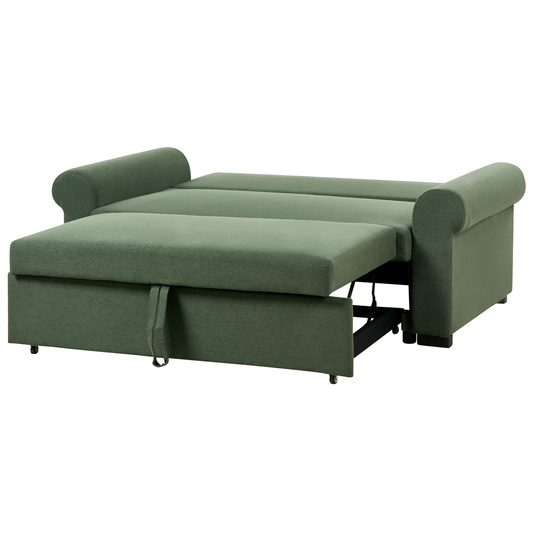 2-Sitzer Schlafsofa Leinenoptik dunkelgrün SILDA