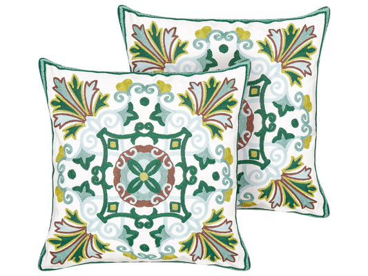 Dekokissen 2er Set ELANITE Baumwolle 45 x 45 cm Grün Orientalisches Muster