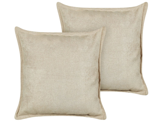 Dekokissen 2er Set LAPSANA 60 x 60 cm Beige Ohne Muster