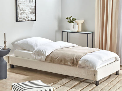 Bett mit Lattenrost Bouclé ROANNE 90 x 200 cm Creme