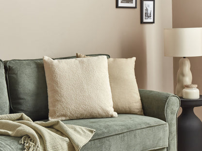 Dekokissen 2er Set LEUZEA Bouclé 45 x 45 cm Beige Ohne Muster