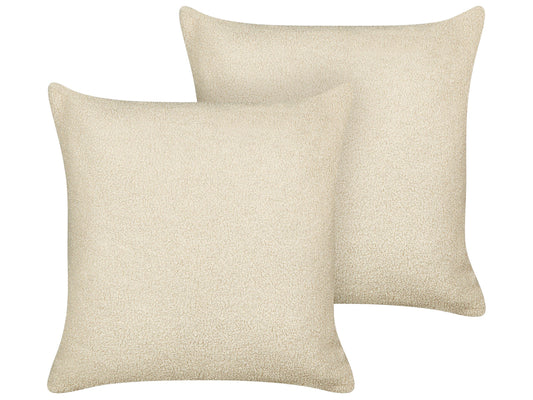 Dekokissen 2er Set LEUZEA Bouclé 45 x 45 cm Beige Ohne Muster