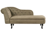 Chaiselongue Samtstoff olivgrün linksseitig NIMES