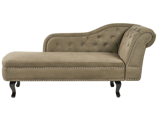 Chaiselongue Samtstoff olivgrün rechtsseitig NIMES