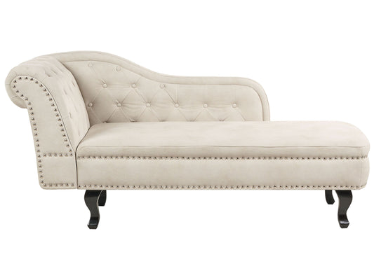 Chaiselongue Samtstoff hellbeige linksseitig NIMES