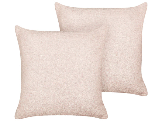 Dekokissen 2er Set LEUZEA Bouclé 45 x 45 cm Pastellrosa Ohne Muster