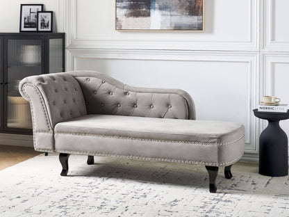 Chaiselongue Samtstoff taupe linksseitig NIMES