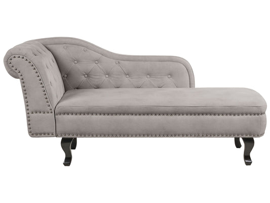Chaiselongue Samtstoff taupe linksseitig NIMES