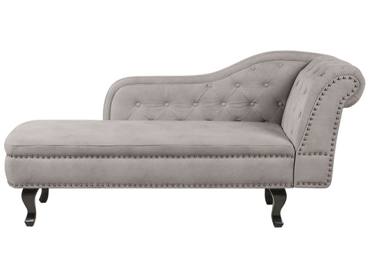 Chaiselongue Samtstoff taupe rechtsseitig NIMES
