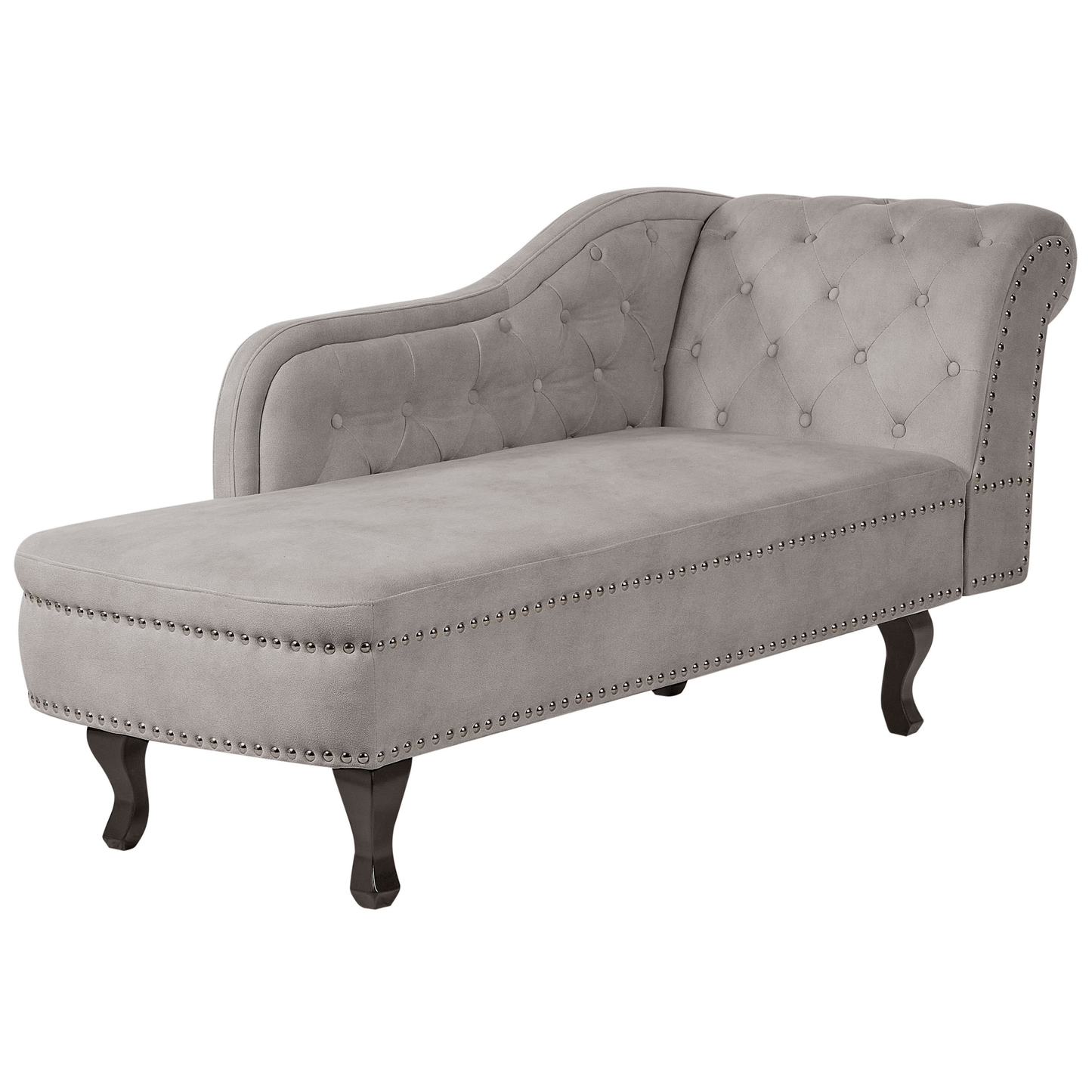 Chaiselongue Samtstoff taupe rechtsseitig NIMES