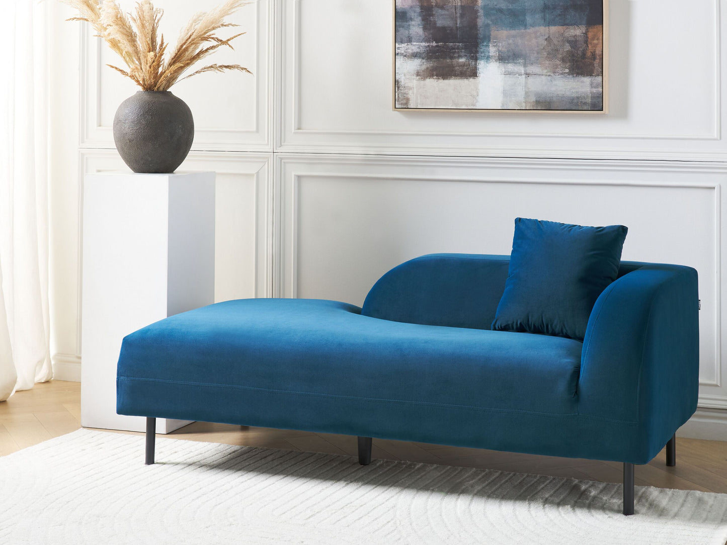 Chaiselongue Samtstoff marineblau rechtsseitig LE CRAU