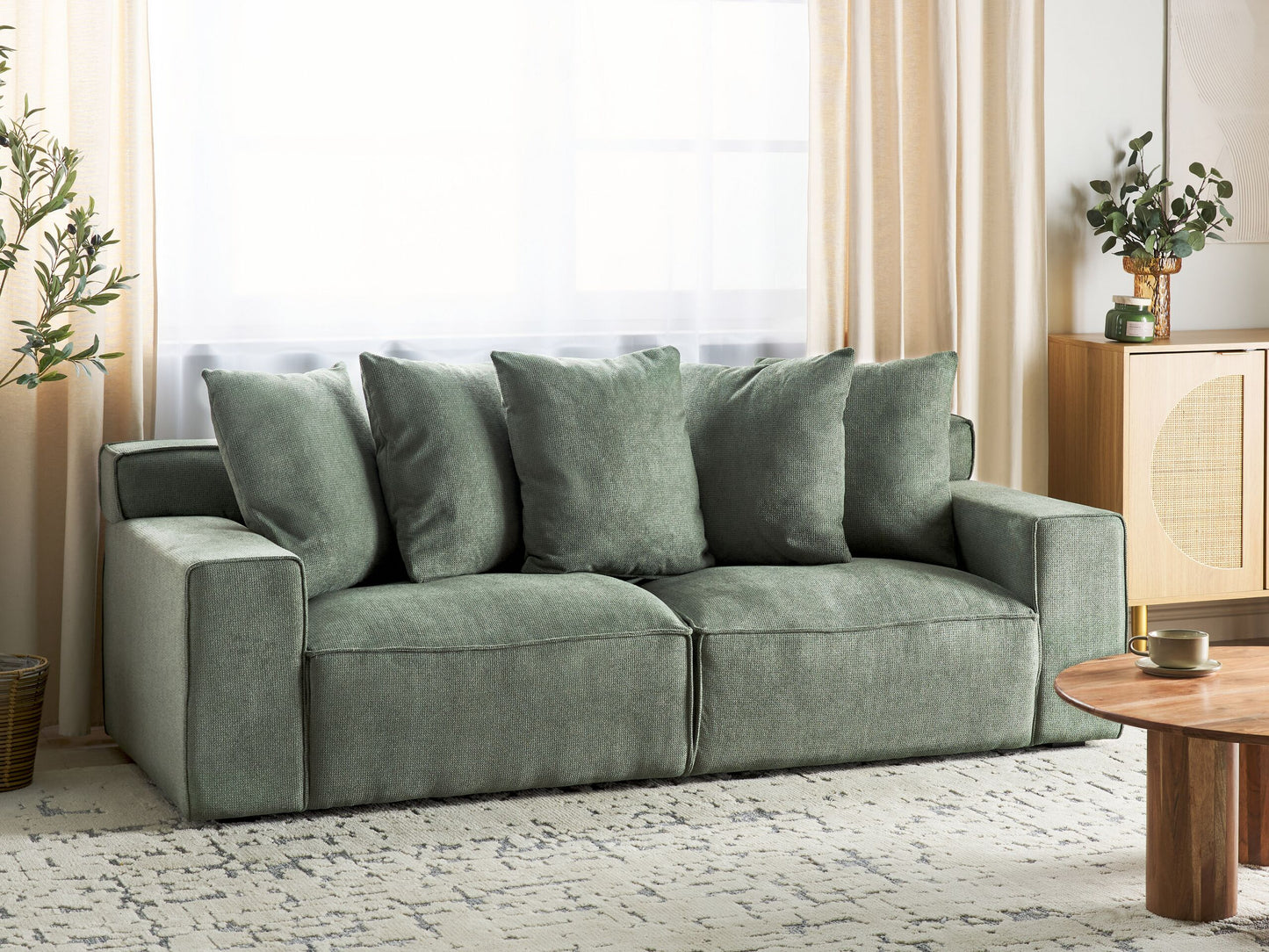 3-Sitzer Sofa dunkelgrün mit Kissen VISKAN