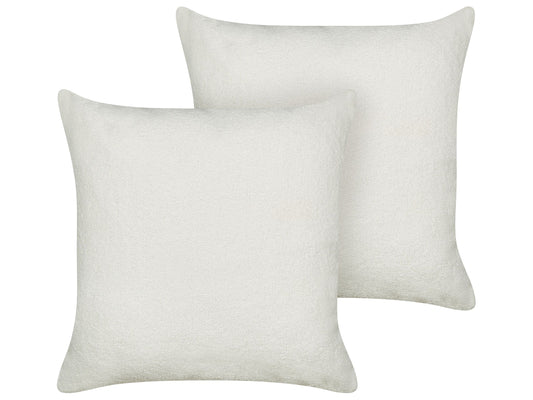 Dekokissen 2er Set LEUZEA Bouclé 60 x 60 cm Cremeweiss Ohne Muster