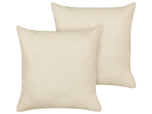 Dekokissen 2er Set LEUZEA Bouclé 60 x 60 cm Beige Ohne Muster