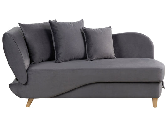Chaiselongue Samtstoff dunkelgrau mit Bettkasten linksseitig MERI II