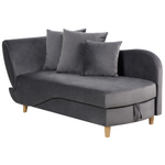 Chaiselongue Samtstoff dunkelgrau mit Bettkasten linksseitig MERI II