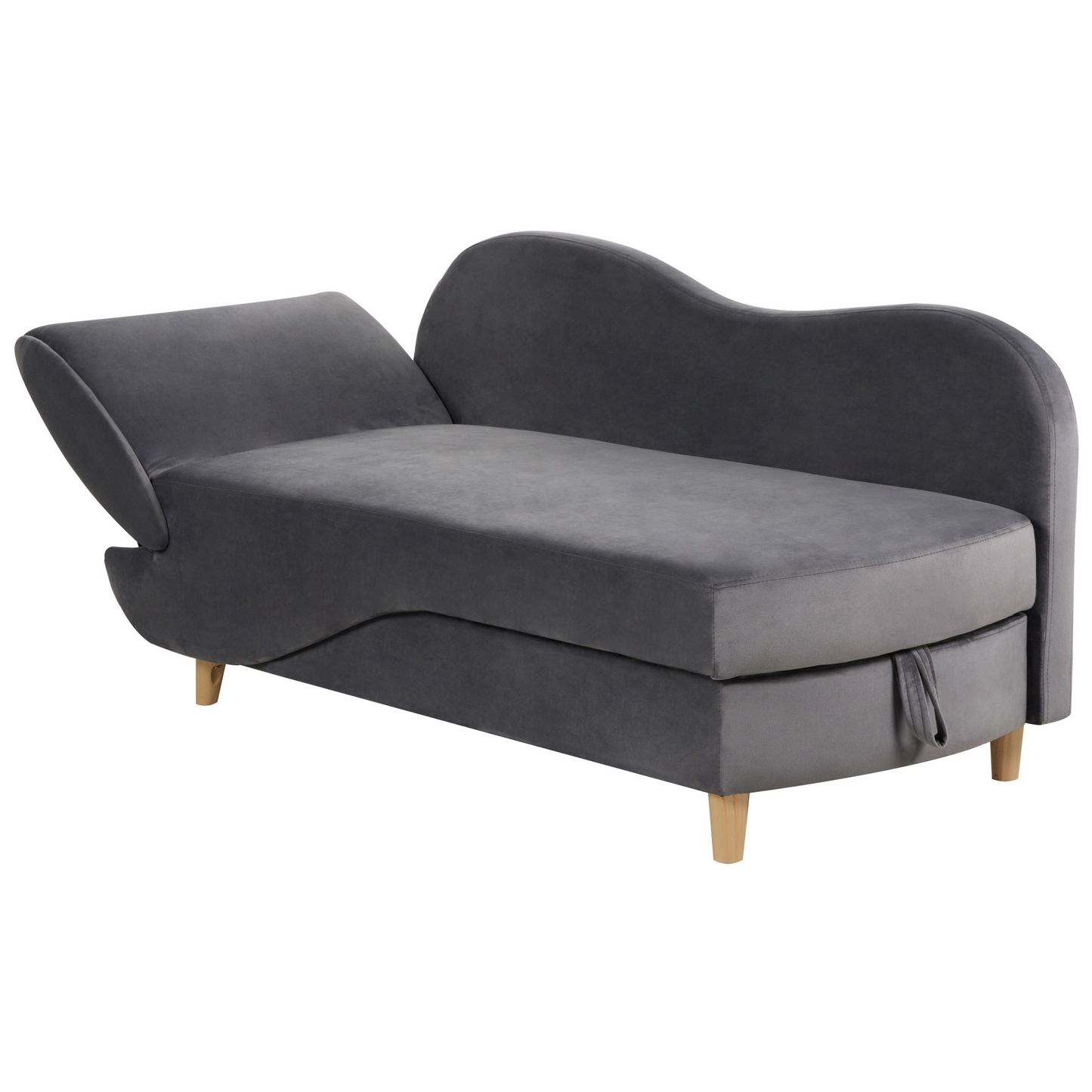 Chaiselongue Samtstoff dunkelgrau mit Bettkasten linksseitig MERI II