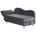Chaiselongue Samtstoff dunkelgrau mit Bettkasten linksseitig MERI II