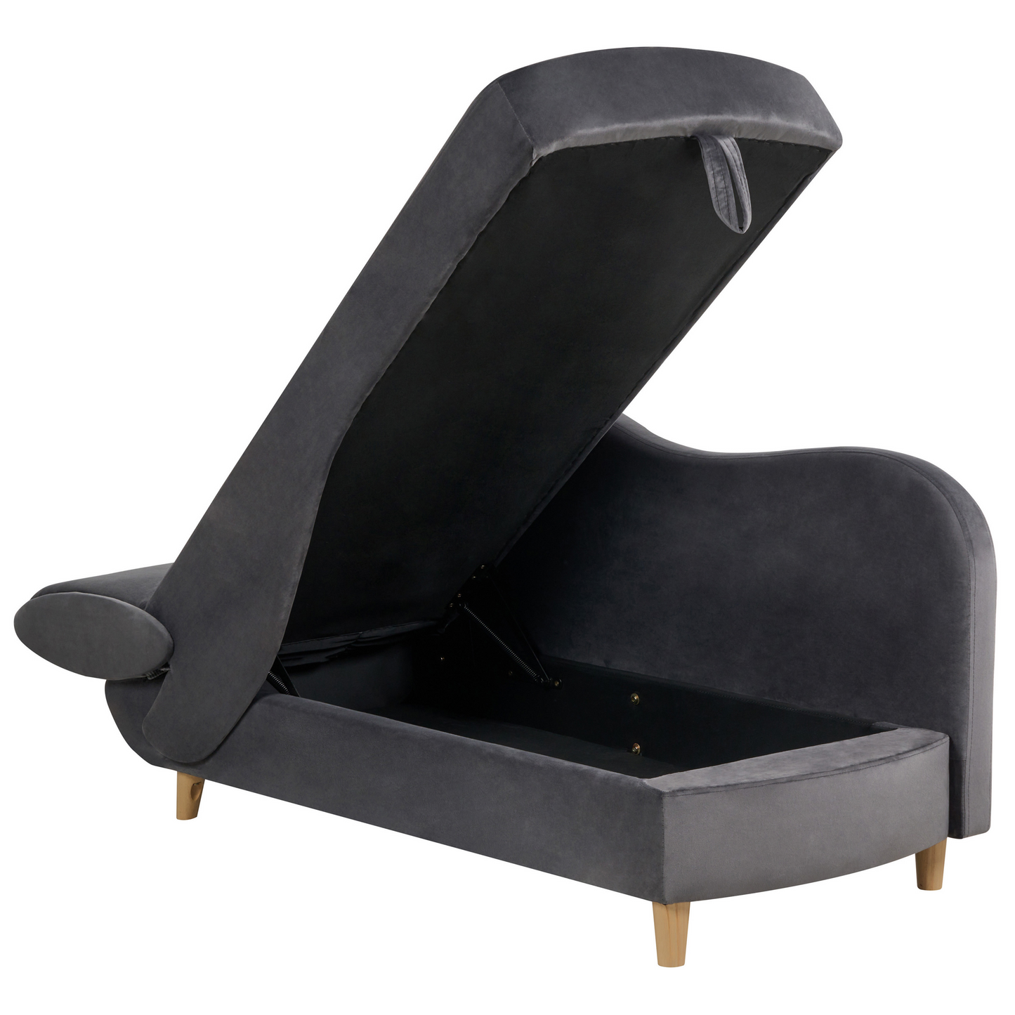 Chaiselongue Samtstoff dunkelgrau mit Bettkasten linksseitig MERI II