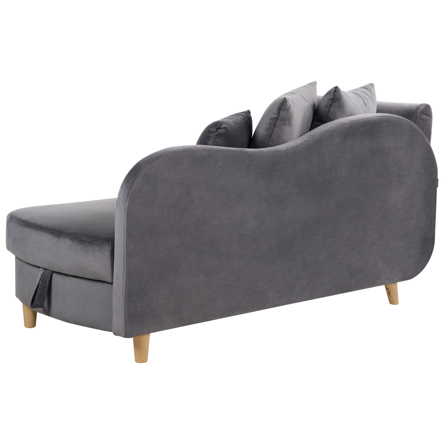Chaiselongue Samtstoff dunkelgrau mit Bettkasten linksseitig MERI II
