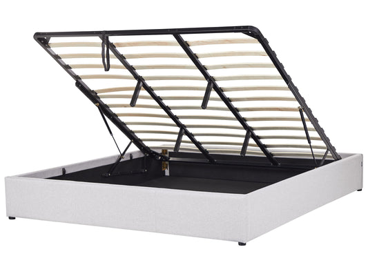 Bett mit Stauraum Stoff DINAN 180 x 200 cm Hellgrau