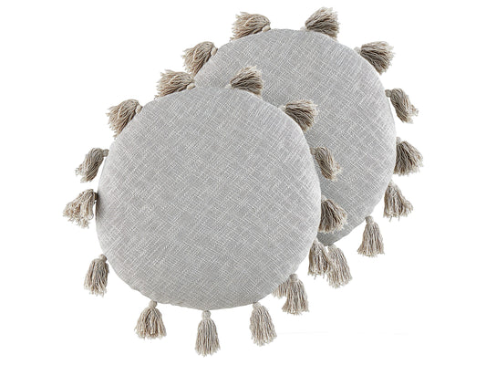 Dekokissen 2er Set MADIA Baumwolle 45 x 45 cm Grau Ohne Muster