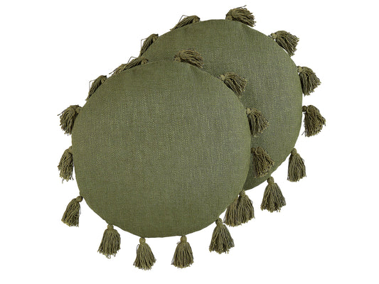 Dekokissen 2er Set MADIA Baumwolle 45 x 45 cm Olivgrün Ohne Muster