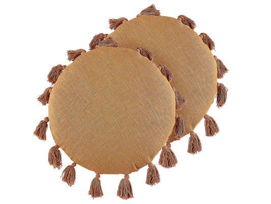 Dekokissen 2er Set MADIA Baumwolle 45 x 45 cm Orange Ohne Muster