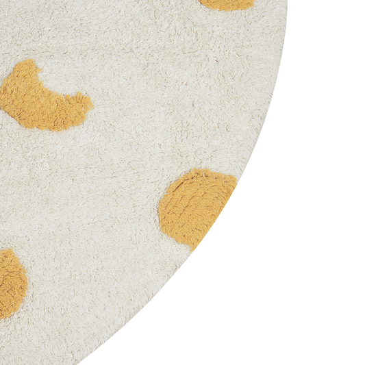 Teppich Baumwolle hellbeige ø 140 cm Mondmuster Kurzflor LOTI
