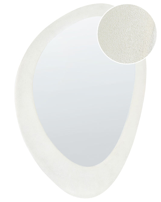 Wandspiegel AUDES 60 cm 90 cm Samtstoff Cremeweiss