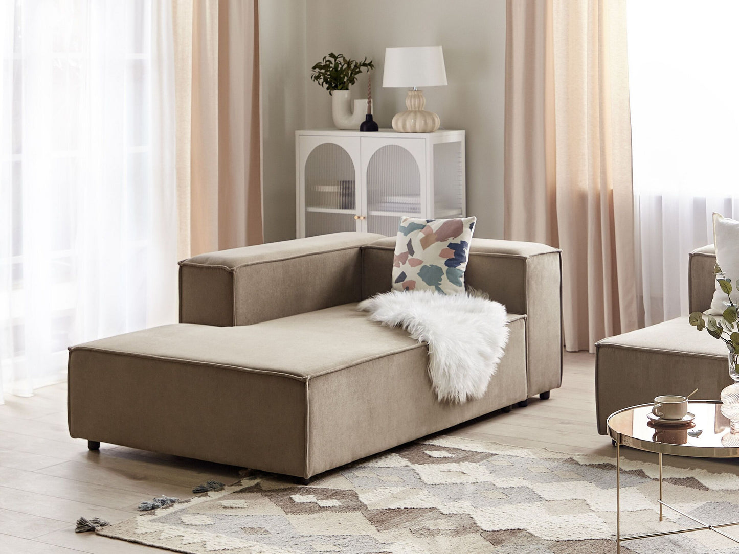 Chaiselongue Cord braun rechtsseitig APRICA